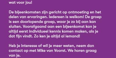 Een flyer met informatie over de LHBTQI Praatgroep aangeboden door Family Supporters Leiden